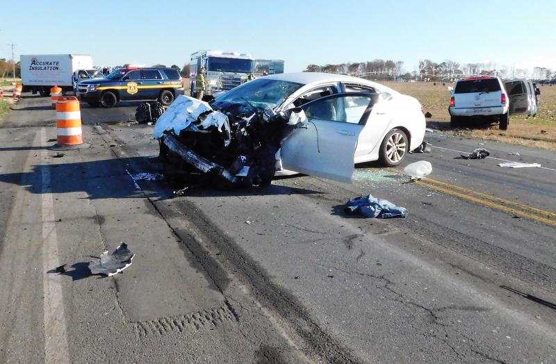 A Pennsylvania man died Nov. 16 after he drove his Chrysler 200 onto the westbound shoulder of Route 24, striking several traffic barrels before reentering the roadway and crossing into the eastbound lane in the path of a Cadillac Escalade