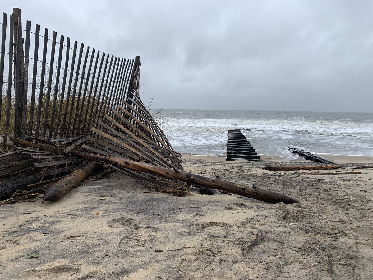 At low tide in @CityofRehoboth  much of the beach has been scraped away by Ian